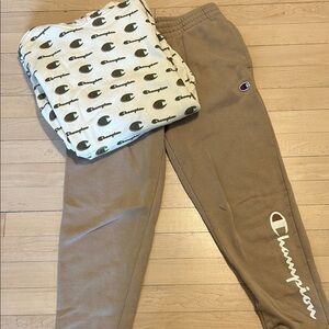 Champion Kids Brown Joggers with Logo